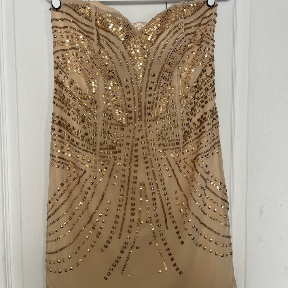 H&M Strapless Gold Sequin Dress